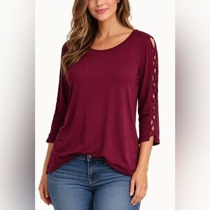 Westport 1962 blouse for women size XL burgundy/wine color 3/4 sleeve